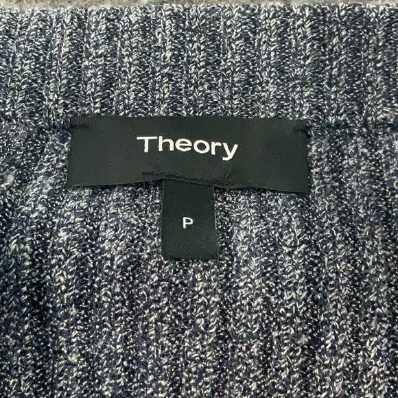 theory ribbed heather gray zip down midi skirt size P petite stretchable bodycon - Picture 5 of 6